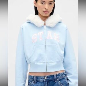 GAP x Sandy Liang Fur Zip Hoodie Size XS